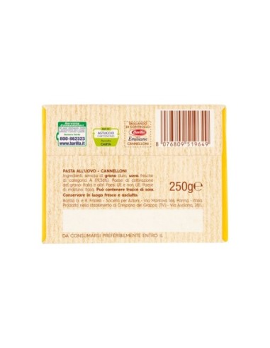 Barilla Emiliane Cannelloni Oeuf - 250 gr - Livraison gratuite en EUROPE et au Royaume-Uni