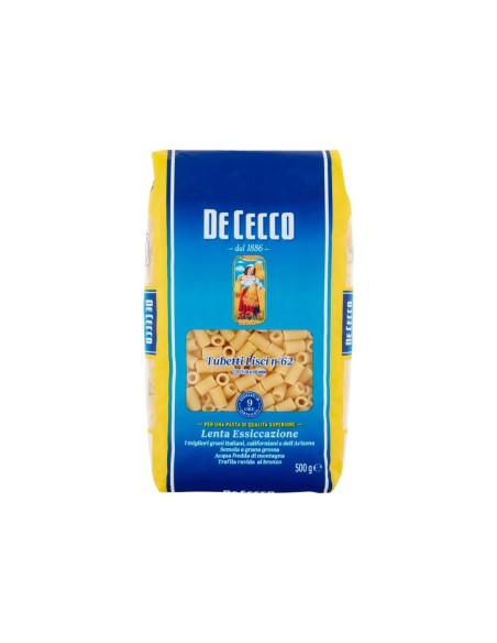 De Cecco 62 Tubetti Lisci - 500 gr - Free shipping delivered to EUROPE and UK