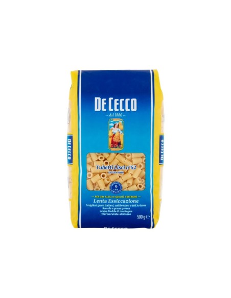 De Cecco 62 Tubetti Lisci - 500 gr - Free shipping delivered to EUROPE and UK