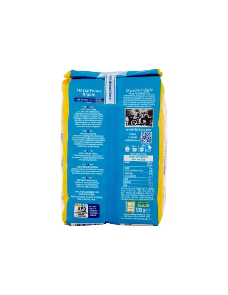 De Cecco 141 Demi Penne Rigate - 500 gr - Livraison gratuite en EUROPE et au Royaume-Uni