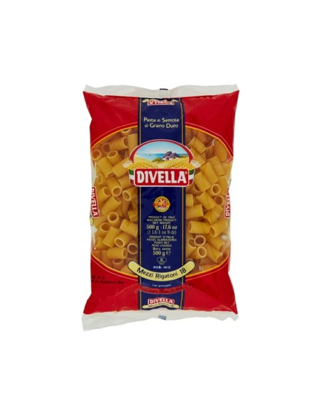 Divella 18 Mezzi Rigatoni - 500 gr - Free shipping delivered to EUROPE and UK