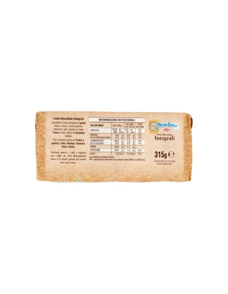Mulino Bianco Volkoren Beschuit x36 - 315 gr - Gratis verzending naar Europa en Groot-Brittannië