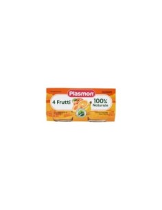 Plasmon Babyvoeding 4 Vruchten 6-36 Mo. - 2 x 80 gr - Gratis verzending naar Europa en Groot-Brittannië