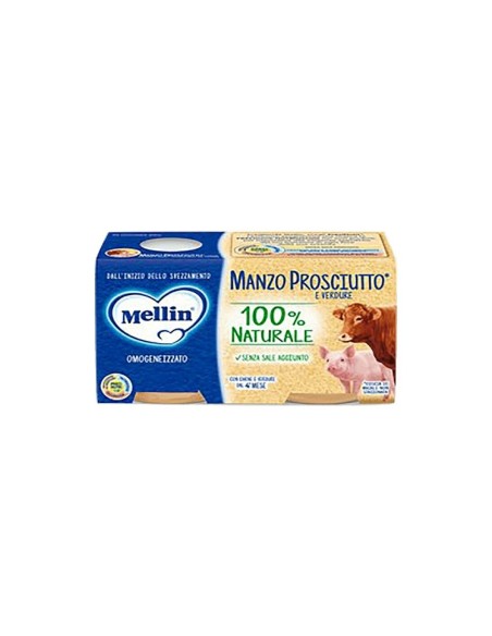 Mellin Omogeneizzato Manzo Prosciutto e Verdure 4 Mesi - 2 x 80 gr - Gratis verzending naar Europa en Groot-Brittannië