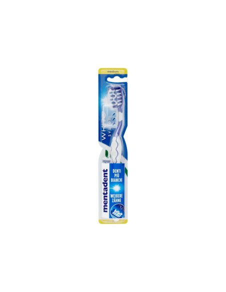 Mentadent Brosse à dents White System Perlite Medium - 1 pc - Livraison gratuite en EUROPE et au Royaume-Uni