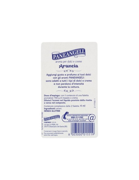 Paneangeli Arôme pour Gâteaux à l'Orange - 4 ml - Livraison gratuite en EUROPE et au Royaume-Uni