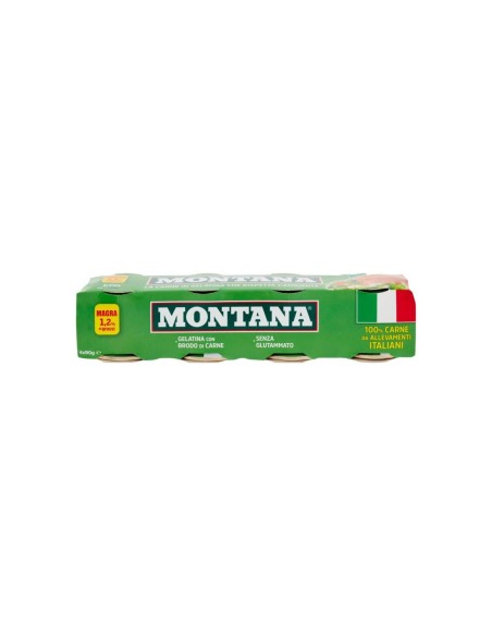Montana Carne in Gelatina 100% Ita - 4 x 90 gr - Kostenloser Versand nach Europa und Großbritannien