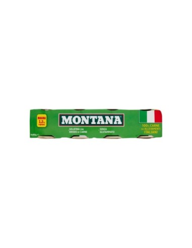 Montana Carne in Gelatina 100% Ita - 4 x 90 gr - Kostenloser Versand nach Europa und Großbritannien