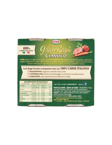 Star Gran Ragu Classico - 2 x 180 gr - Kostenloser Versand nach Europa und Großbritannien