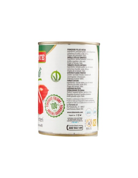 Torrente Whole Peeled Tomatoes - 400 gr - Free shipping delivered to EUROPE and UK