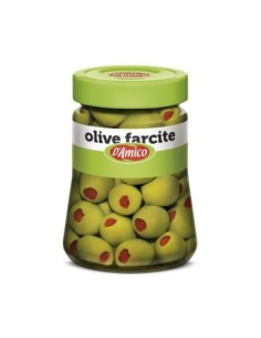 D'Amico Groene Olijven Gevuld met Paprika - 290 gr