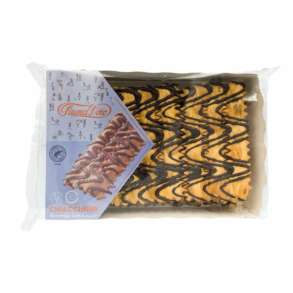 Piuma D'Oro Chiacchiere Classiche Decorate al Cioccolato 250 gr