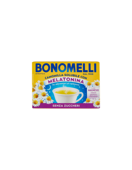 Bonomelli Oplosbare kamille met melatonine - 16 zakjes - Gratis verzending naar Europa en Groot-Brittannië