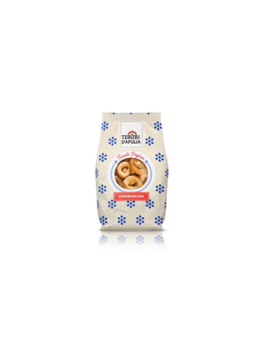 Tesori D'Apulia Apulian Taralli with chilli pepper - 300 gr - Free shipping delivered to EUROPE and UK