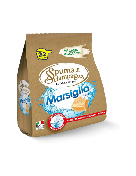 Spuma di Sciampagna Lavatrice Marsiglia eco busta 22 lav. - 990 gr - Spedizione gratuita consegnata in EUROPA e UK