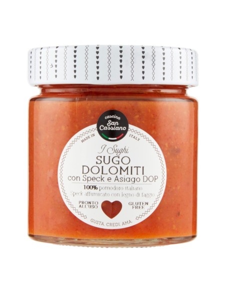 San Cassiano Dolomietsaus met Speck en Asiago Kaas - 190 gr - Gratis verzending naar Europa en Groot-Brittannië