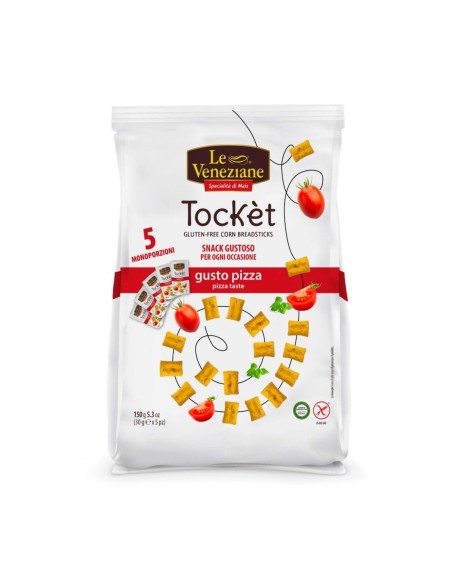 Le Veneziane Tocket Corn Snack gluten-free pizza flavor - 5 x 30 gr - Free shipping delivered to EUROPE and UK