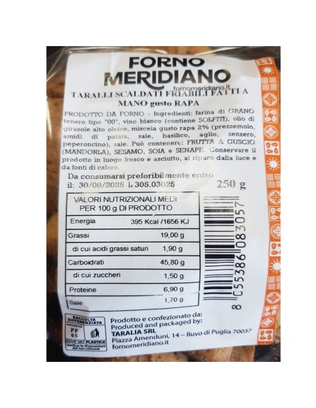 Tarallini Turnip Greens Flavor - 250 gr - Free shipping delivered to EUROPE and UK