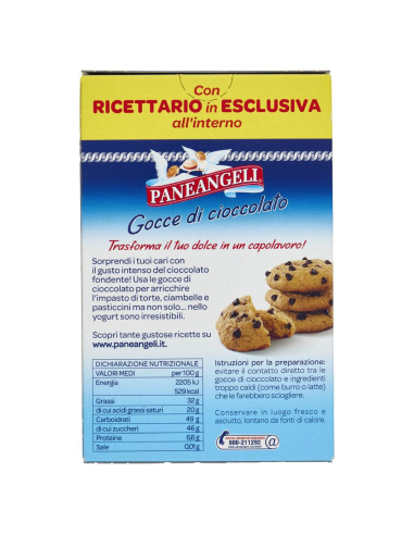 Paneangeli Gouttes de chocolat - 125 gr - Livraison gratuite en EUROPE et au Royaume-Uni