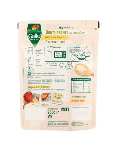 Gallo Bontà Pronte da Condire Riso Basmati - 250 gr - Spedizione gratuita consegnata in EUROPA e UK