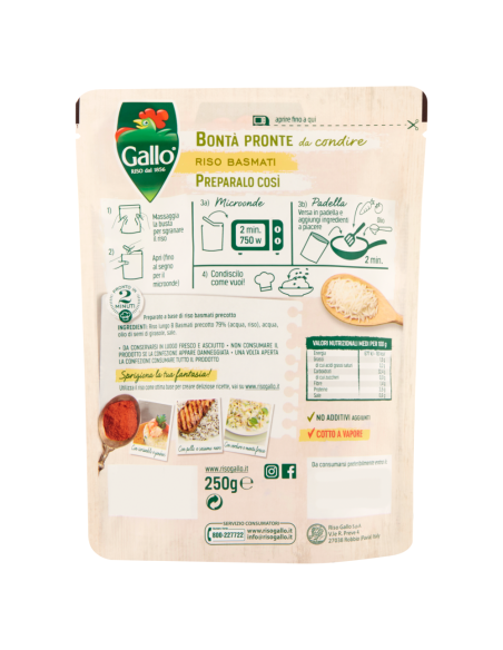 Gallo Bontà Pronte da Condire Riso Basmati - 250 gr - Spedizione gratuita consegnata in EUROPA e UK