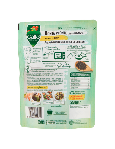 Gallo Ready to Eat Black Rice - 250 gr - Free shipping delivered to EUROPE and UK