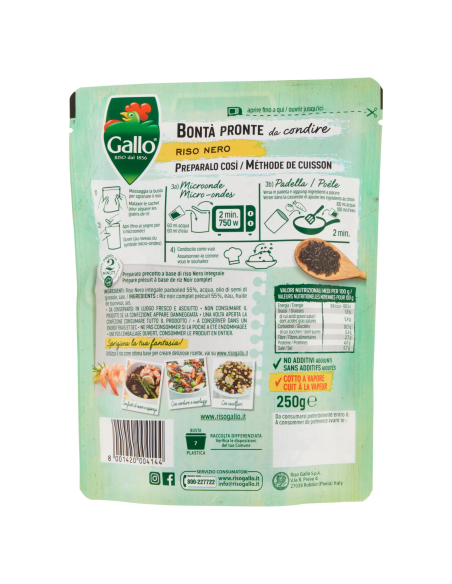 Gallo Ready to Eat Black Rice - 250 gr - Free shipping delivered to EUROPE and UK