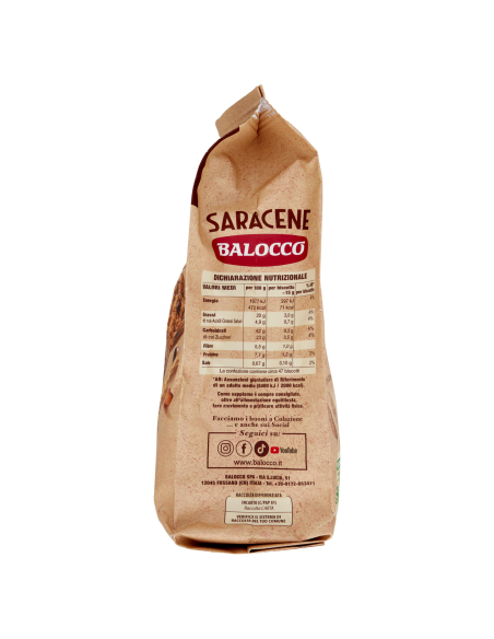 Balocco Wholemeal Saracen Biscuits with Chocolate Chips - 700 gr - Free shipping delivered to EUROPE and UK