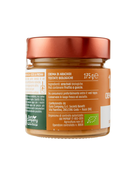 Crema 100% Arachidi Bio - 175 gr - Spedizione gratuita consegnata in EUROPA e UK