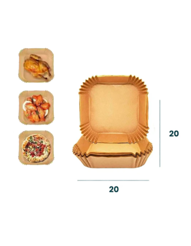 Movida Carta da Forno per friggitrice ad aria Quadrata 20x20cm - 50 pz