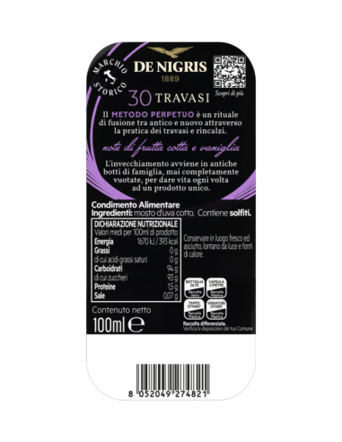 Aceto Balsamico De Nigris 30 Travasi Eccellenza Italiana per Piatti Gourmet