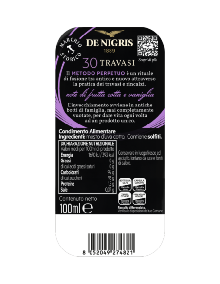 Aceto Balsamico De Nigris 30 Travasi Eccellenza Italiana per Piatti Gourmet