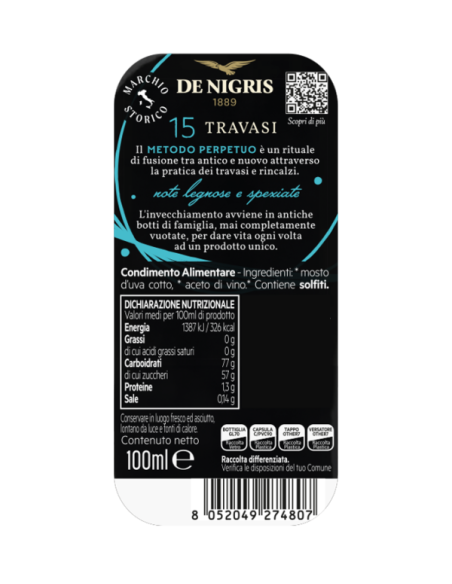 Aceto Balsamico De Nigris 15 Travasi, Eleganza e Freschezza