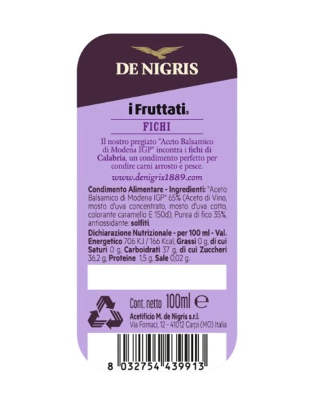 De Nigris Balsamicoazijn Vijgen Authentieke Smaak voor Avontuurlijke Koks