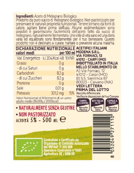 Aceti De Nigris Benessere Naturale con Mele, Cocco e Melograno