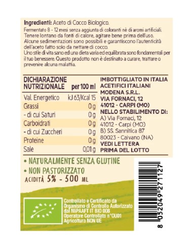 Aceti De Nigris Benessere Naturale con Mele, Cocco e Melograno