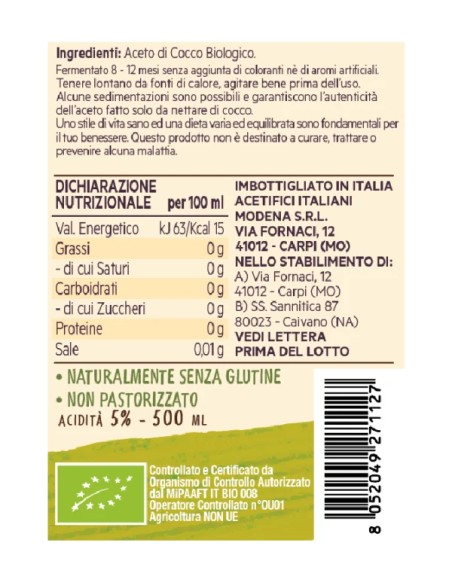 Aceti De Nigris Benessere Naturale con Mele, Cocco e Melograno