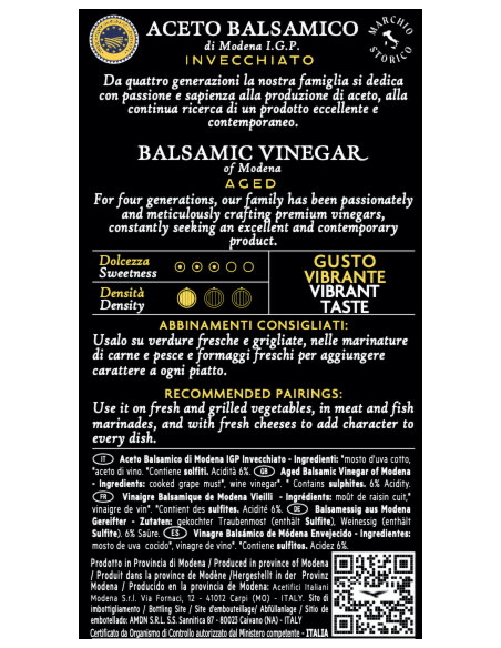 Aceto Balsamico De Nigris Condimento Vibrante per Piatti di Carne e Pesce