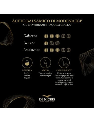 Aceto Balsamico De Nigris Condimento Vibrante per Piatti di Carne e Pesce