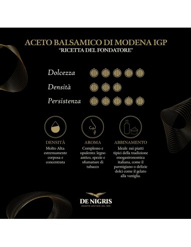 De Nigris Aceto Balsamico Modena Il Fondatore IGP - 250 ml - Spedizione gratuita consegnata in EUROPA e UK