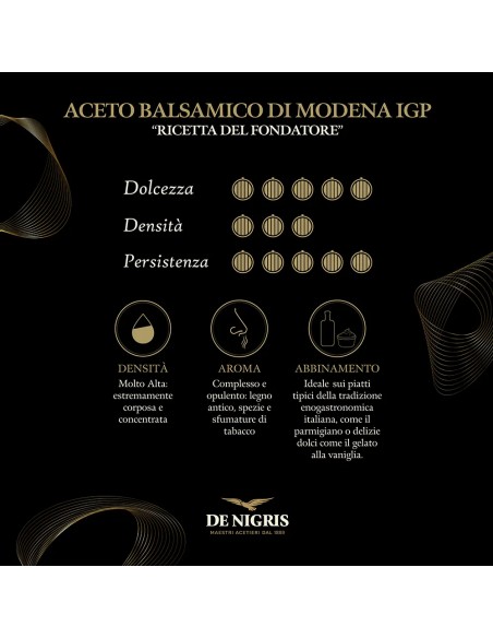 De Nigris Aceto Balsamico Modena Il Fondatore IGP - 250 ml - Spedizione gratuita consegnata in EUROPA e UK