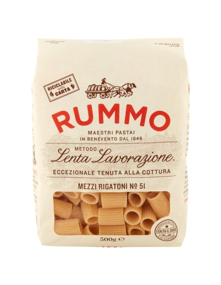 Rummo Mezzi Rigatoni Short Ribbed Pasta.