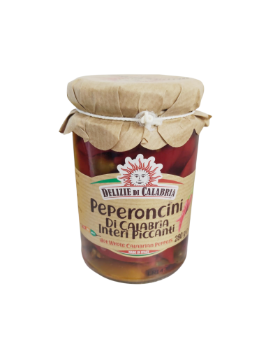 Delizie di Calabria Peperoncini Calabresi Lunghi Piccanti - 270 gr - Spedizione gratuita consegnata in EUROPA e UK