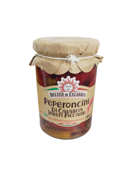 Delizie di Calabria Peperoncini Calabresi Lunghi Piccanti - 270 gr - Spedizione gratuita consegnata in EUROPA e UK