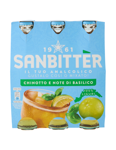 Sanbitter Aperitivo Ligure Chinotto e Basilico - 3 x 20 cl - Spedizione gratuita consegnata in EUROPA e UK