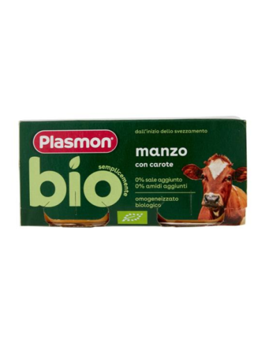 Plasmon Omogeneizzato Bio Manzo con carote - 2 x 80 gr