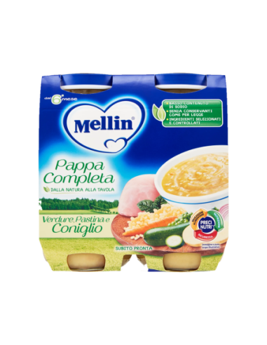 Mellin Pappa Completa Verdure, Pastina e Coniglio - 2 x 250 gr