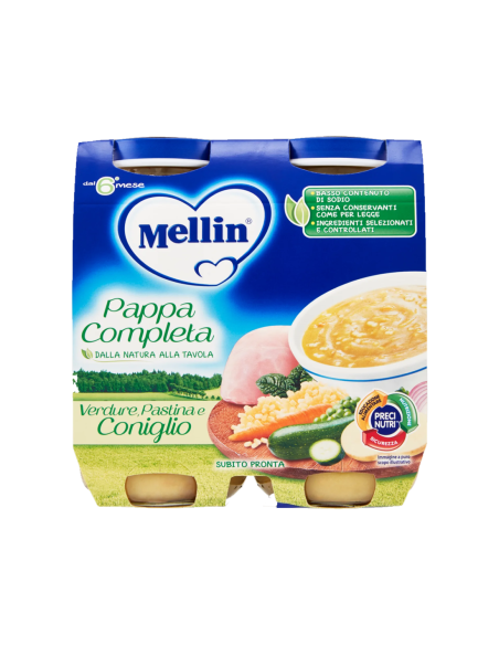Mellin Pappa Completa Verdure, Pastina e Coniglio - 2 x 250 gr