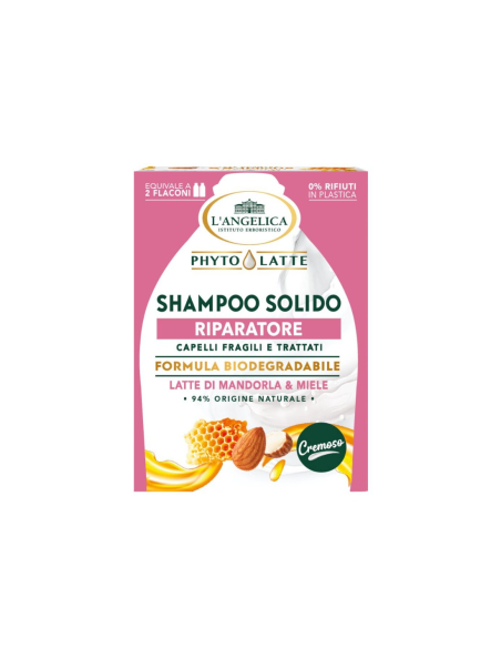 L'Angelica Shampoo Solido Riparatore Latte di Mandorle e Miele - 60 gr