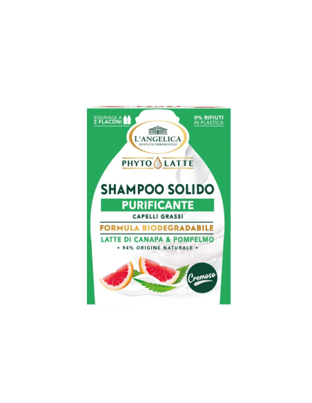 L'Angelica Shampoo Solido Purificante Latte di Canapa e Pompelmo - 60 gr